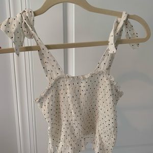 polka dot tie shoulder tank top